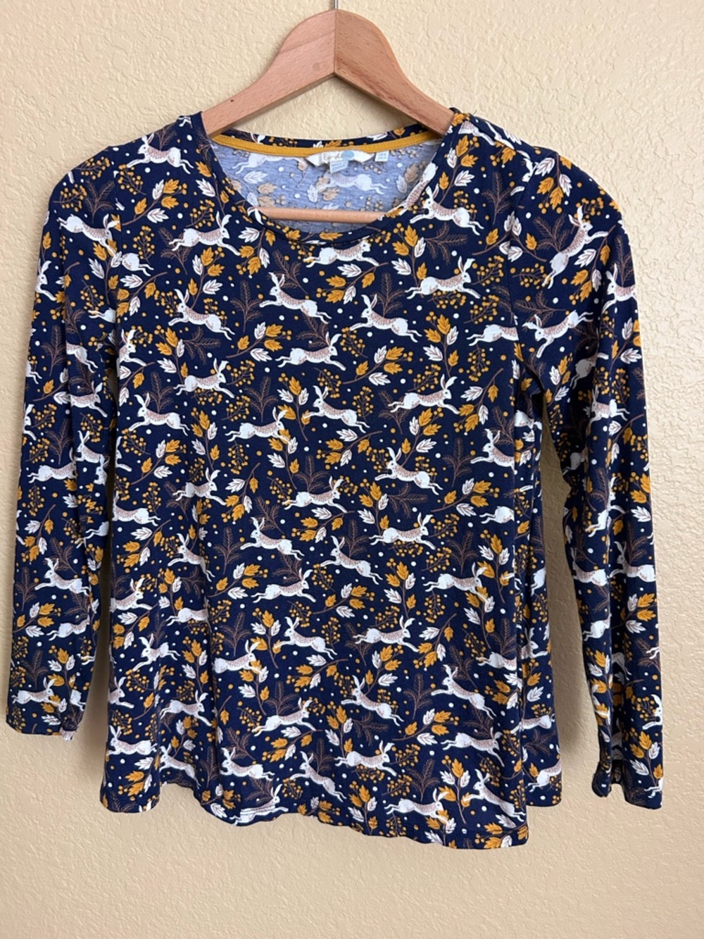 Boden Hare Rabbit Print Long Sleeve Crewneck Top - Picture 2 of 9